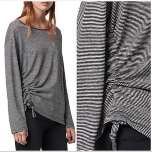 All Saints Gray Striped Long Sleeve Top